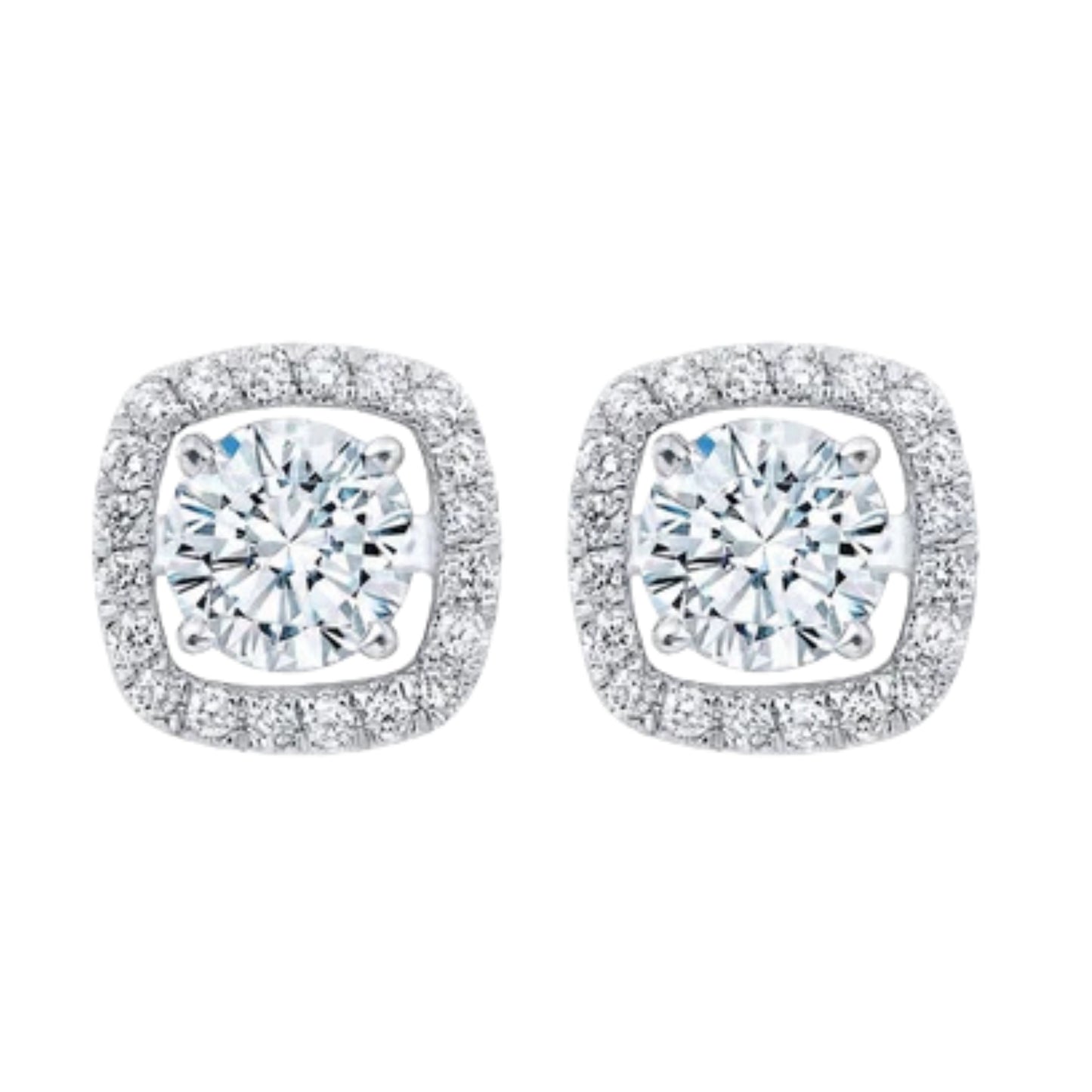 Cushion Halo Moissanite Stud & Jacket Set