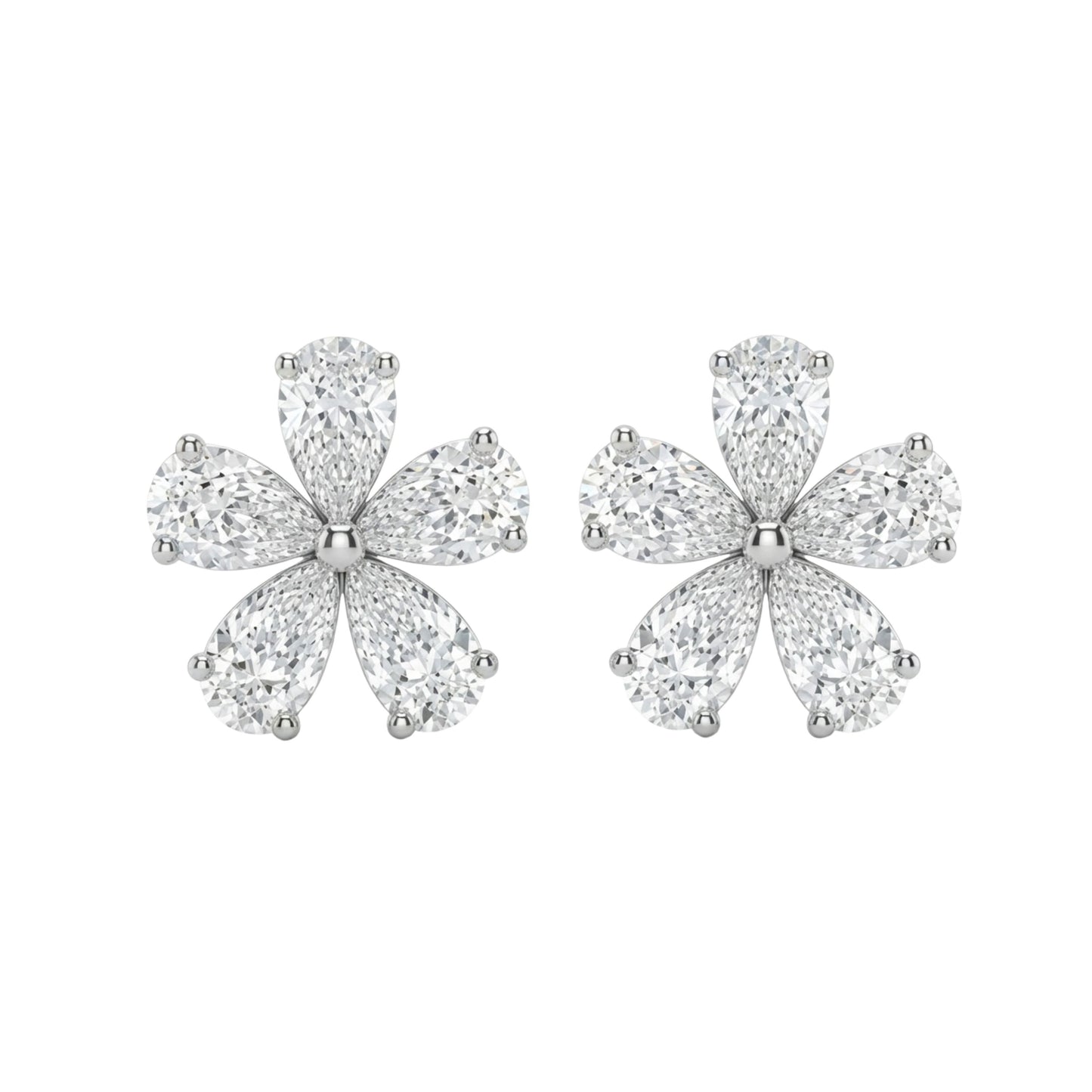 Petite Blossom Pear Cut Floral Stud Earrings