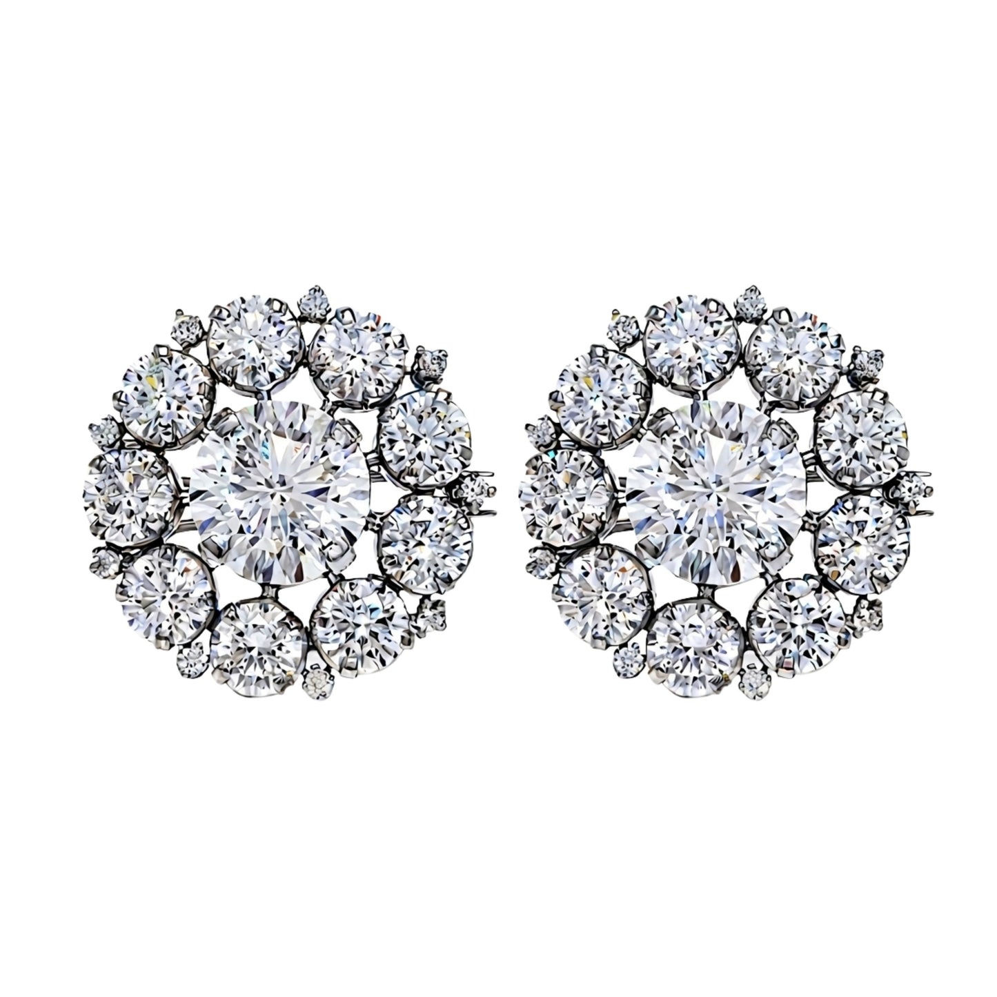 Ethereal Halo Moissanite Stud Earrings