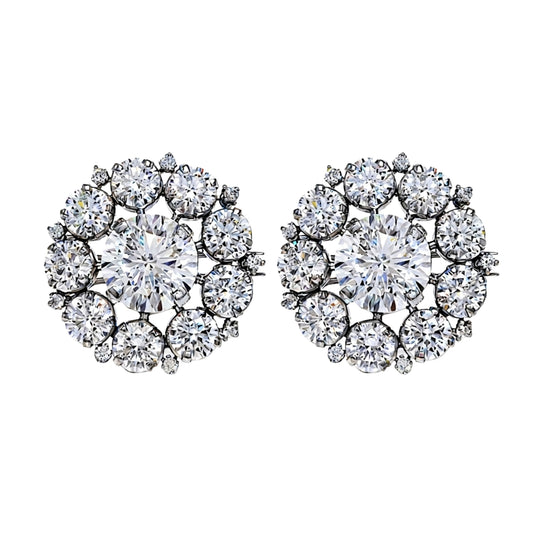 Ethereal Halo Moissanite Stud Earrings