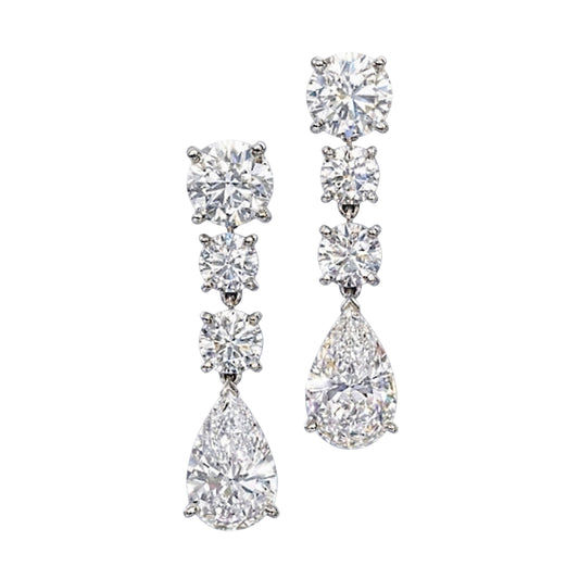 Graduated Pear Drop Moissanite Earrings