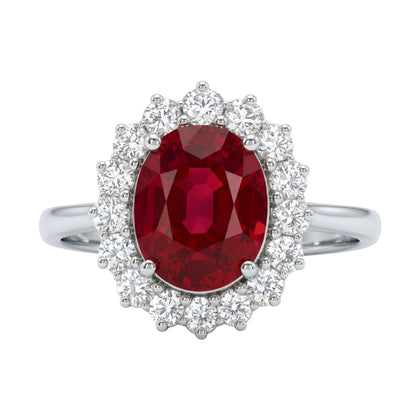 Royal Crimson Floral Halo Statement Ring