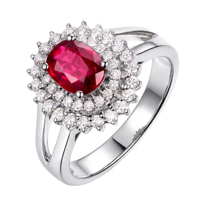 Radiant Crimson Double Halo Ring