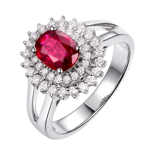 Radiant Crimson Double Halo Ring