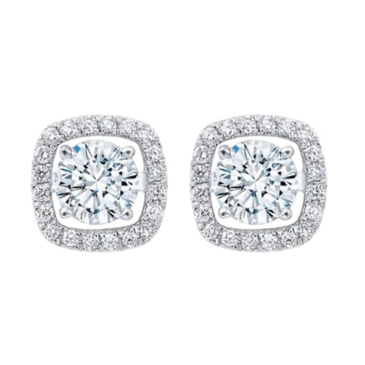 Cushion Halo Moissanite Stud & Jacket Set