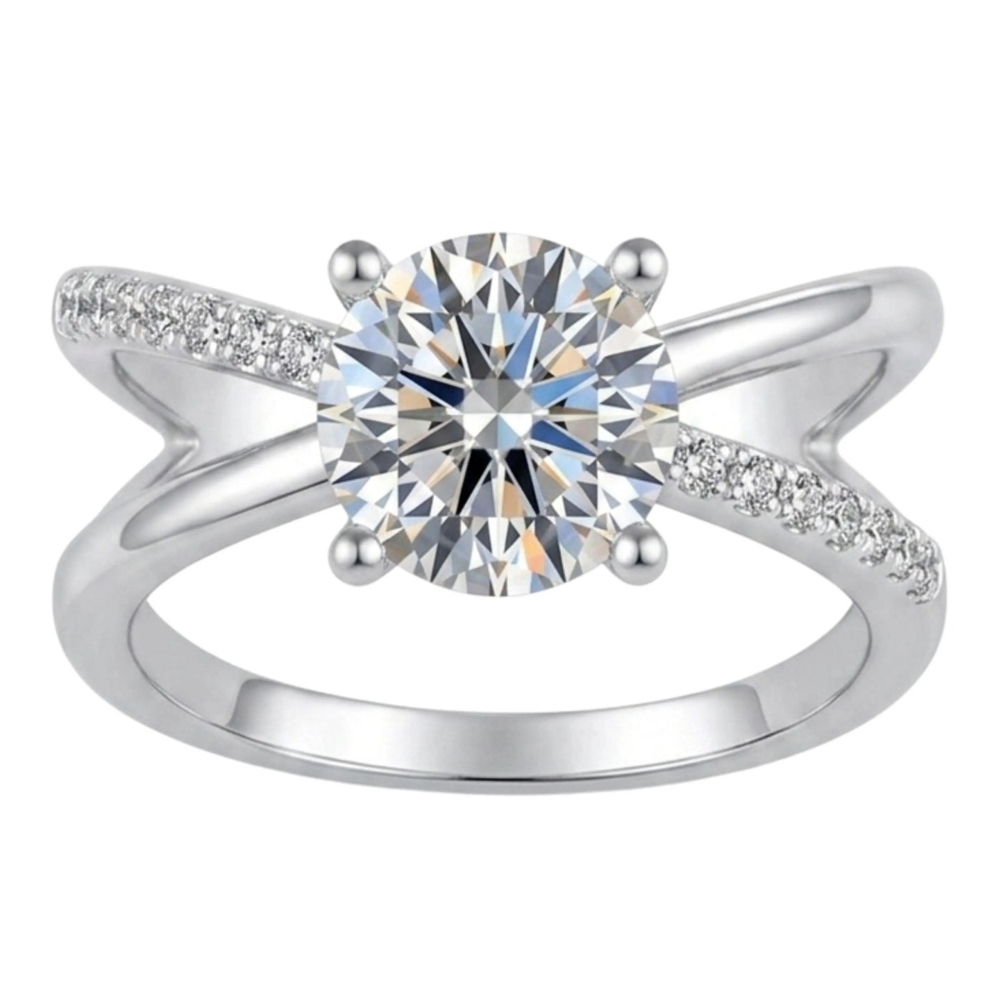 Radiant Crisscross Solitaire Ring