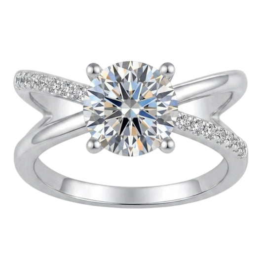 Radiant Crisscross Solitaire Ring