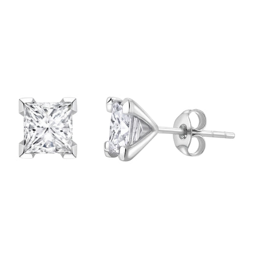 Princess Cut Moissanite Solitaire Studs